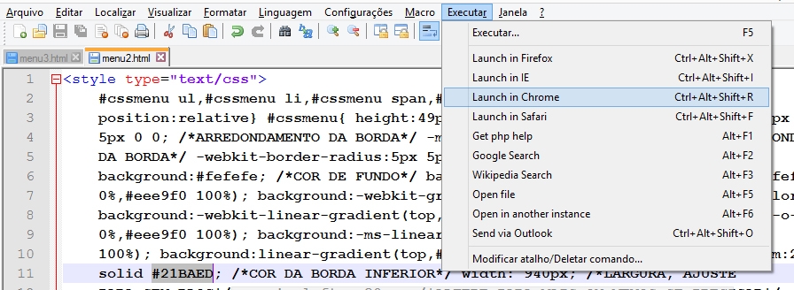 Pré visulizar como ficou o menu