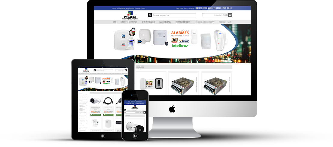E-commerce de produtos de Segurança Eletrônica CFTV da Projeta Seg